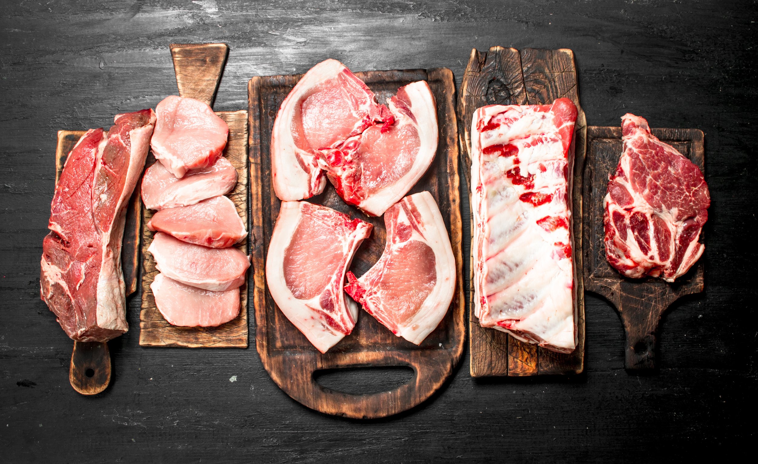 Different types of raw pork meat and beef. Image placeholder indicating a photo is needed, typically used in web design or content management systems to signal missing visual content.